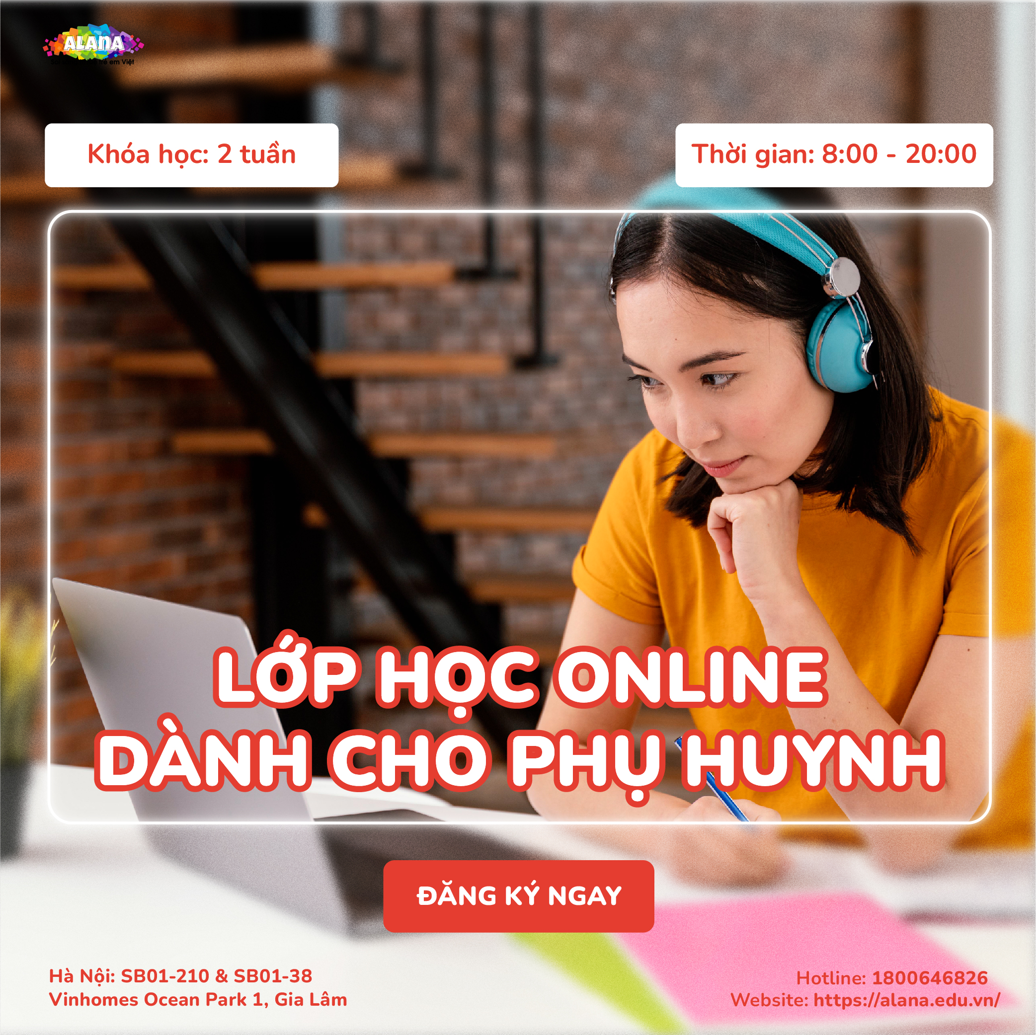 Lớp học online dành cho phụ huynh tại Alana